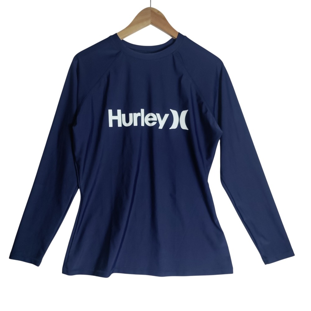 Womens Size 2X Hurley Long Sleeve‎ Black Raglan Sleeve Rashguard UPF 50+ SUN UV